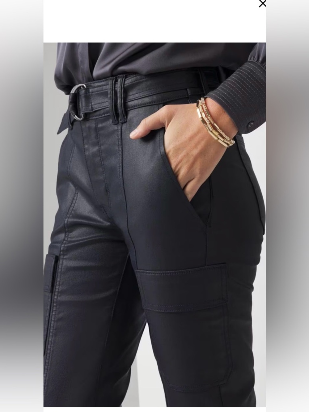 WHBM Coated Cargo Boot Jeans in Coated Officer Blue - Size 8 (NWT) - Picture 4 of 12